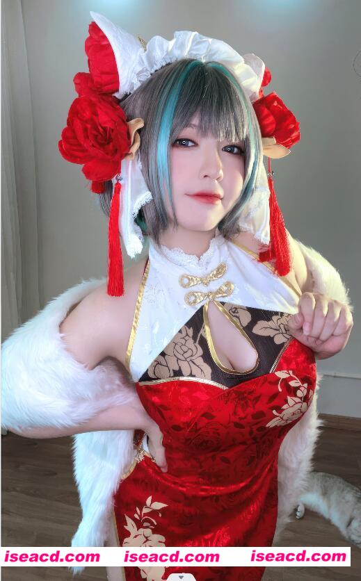 图片[1]-【cosplay/带视频】半半子-柴郡 中华娘 旗袍[52p 3v]【500M】-嘤嘤怪之家